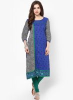 Span Blue Embroidered Kurtis