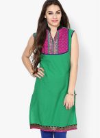 Span Green Printed Kurta