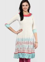 Span Off White Printed Kurtis