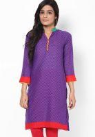 Span Purple Printed Kurta