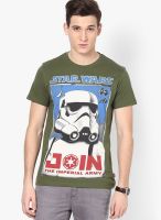 Star Wars Olive Printed Round Neck T-Shirts