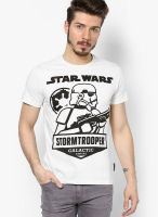 Star Wars White Printed Round Neck T-Shirts