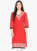 Stylet Red Printed Kurti