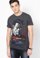 Superman Dark Grey Printed Round Neck T-Shirts