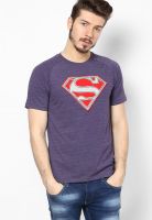 Superman Purple Printed Round Neck T-Shirts