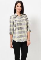 The Vanca 3/4Th Sleeve Checks Yellow Shirt