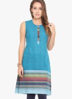 Titch Button Blue Embellished Kurtas