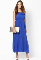 Vero Moda Blue Colored Solid Maxi Dress