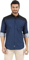 Volume Zero Men's Printed Casual Dark Blue Shirt