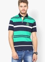 Wilkins & Tuscany Navy Blue Printed Polo T-Shirts