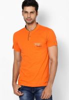 Wilkins & Tuscany Orange Solid Henley T-Shirts