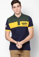 Wrangler Navy Blue Striped Polo T-Shirts