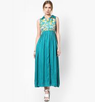 Akkriti By Pantaloons Blue Colored Printed Maxi Dress