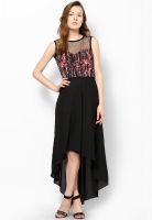 Athena Black Colored Solid Asymmetric Dress