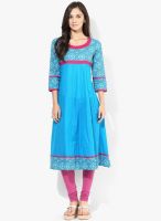 Aum Blue Printed Anarkali