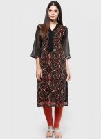 Ayaany Black Printed Kurta