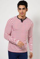 Basics Red Solid Henley T-Shirts