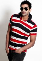 Basics Red Striped Polo T-Shirts