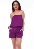 Belle Fille Sleeve Less Solid Purple Jumpsuit
