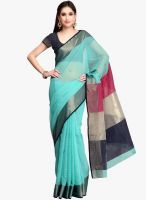 Bhelpuri Aqua Chanderi Zari Border Saree