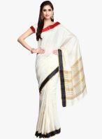 Bhelpuri Cream Tussar Silk Black Border Saree