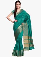 Bhelpuri Teal Tussar Silk Zari Work Saree