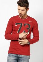 Cherokee Red Solid Round Neck T-Shirts