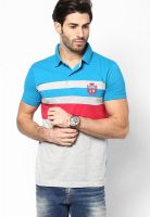 Duke Aqua Blue Printed Polo T-Shirt