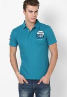 Duke Aqua Blue Printed Polo T-Shirt