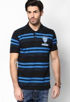 Duke Black Striped Polo T-Shirt