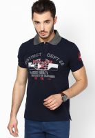 Duke Navy Blue Printed Polo T-Shirt