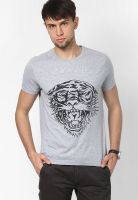 Ed Hardy Grey Round Neck T-Shirt