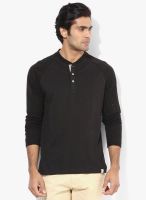 FREECULTR Black Solid Henley T-Shirt