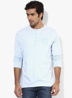 FREECULTR Blue Solid Henley T-Shirt