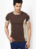 FREECULTR Brown Solid Henley T-Shirts