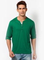 FREECULTR Green Solid Henley T-Shirts