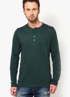 FREECULTR Green Solid Henley T-Shirts