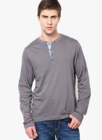 FREECULTR Grey Solid Henley T-Shirts