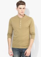 FREECULTR Khaki Solid Henley T-Shirt