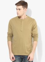 FREECULTR Khaki Solid Henley T-Shirt