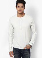 FREECULTR Off White Solid Henley T-Shirts