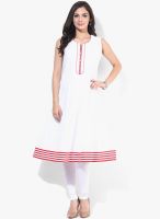 F Loop White Printed Cotton Kurti