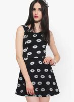 Faballey Black Colored Printed Shift Dress Faballey Black Colored Printed Shift Dress
