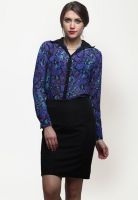 Faballey Full Sleeve Printed Blue Shirt