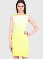 Femenino Yellow Colored Printed Bodycon Dress