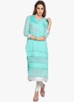 Folklore Aqua Blue Embroidered Kurta