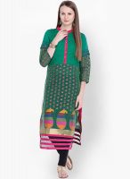 Folklore Green Printed Kurtas