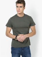 Gas Green Solid Round Neck T-Shirt