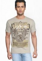 Globus Beige Printed Round Neck T-Shirt