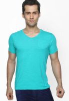 Globus Blue Solid Round Neck T-Shirt